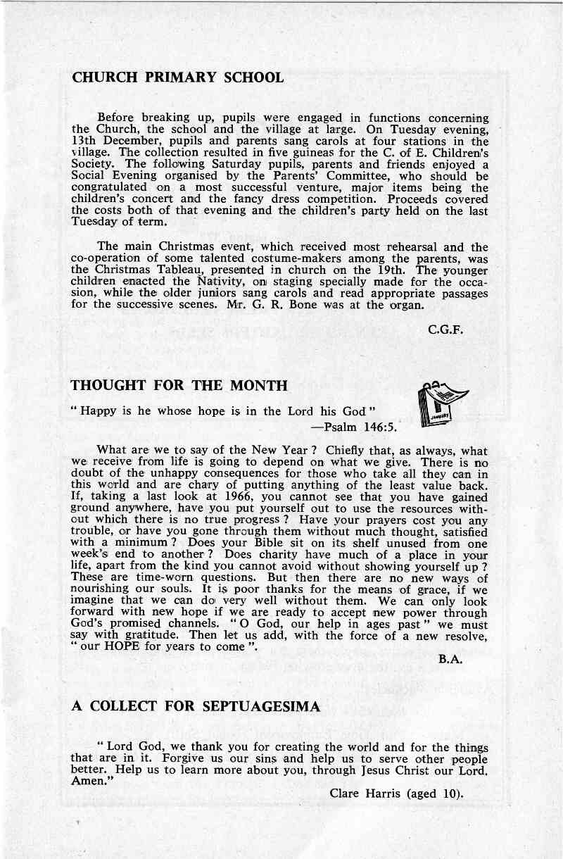 Parish Magazine page number 5 for Jan 1967