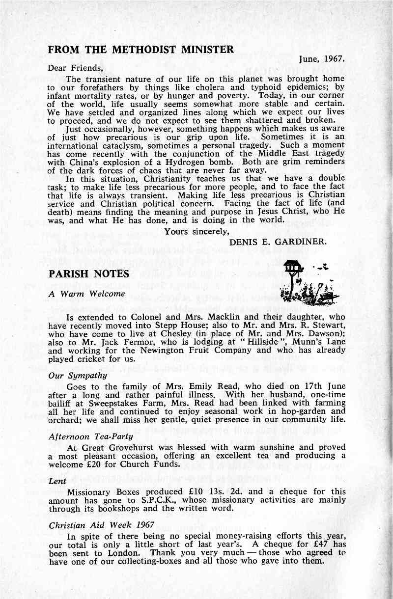 Parish Magazine page number 4 for Jul 1967