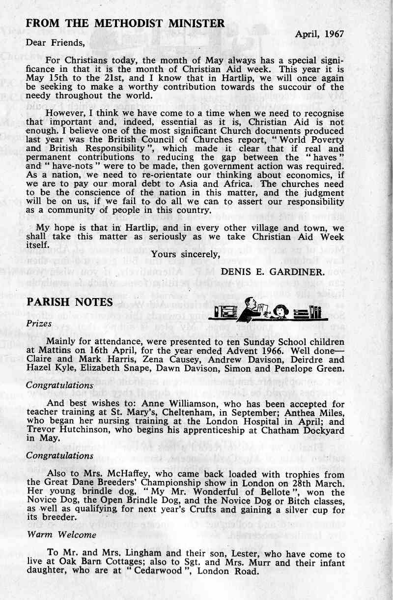 Parish Magazine page number 4 for May 1967