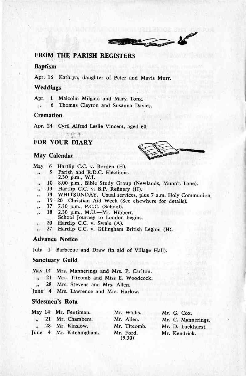 Parish Magazine page number 8 for May 1967