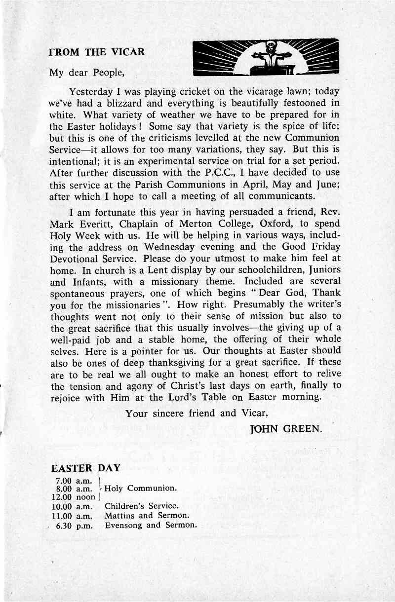 Parish Magazine page number 3 for Apr 1968