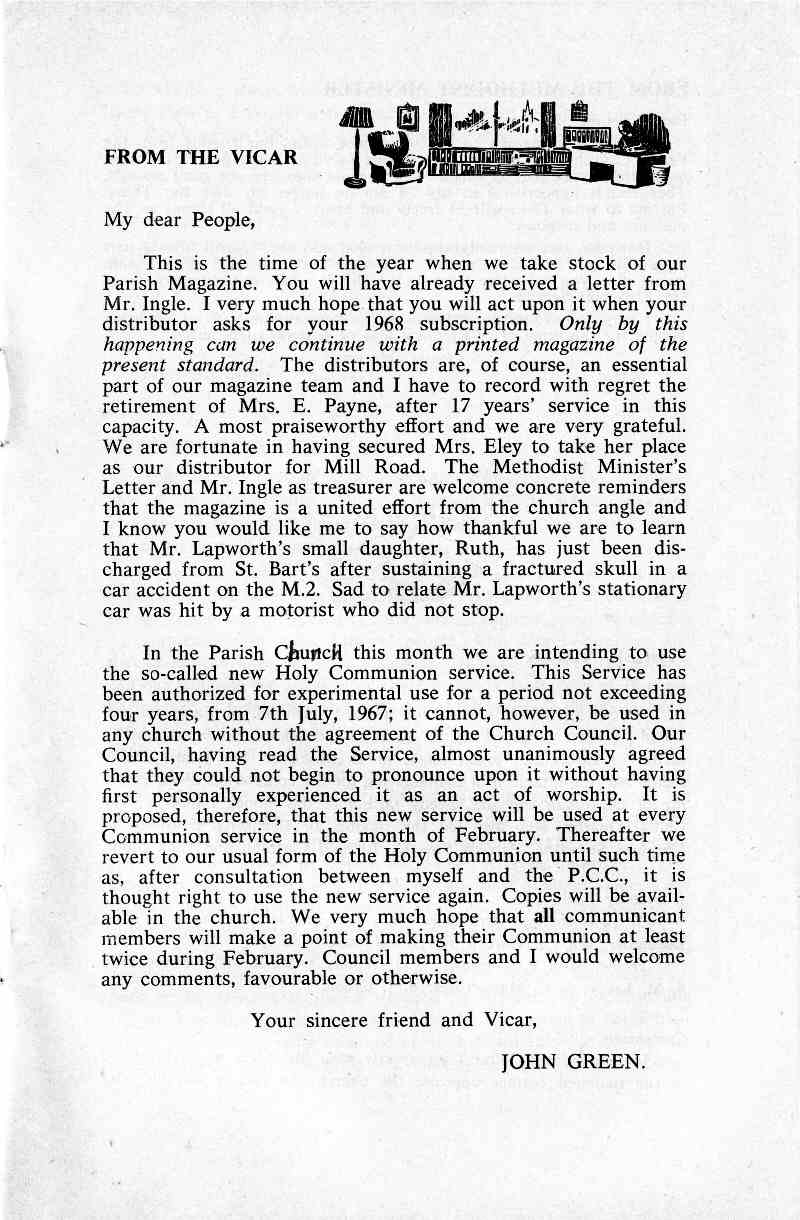 Parish Magazine page number 3 for Feb 1968