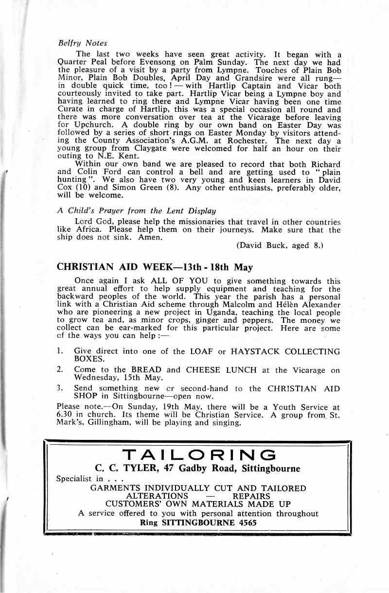 Parish Magazine page number 5 for May 1968