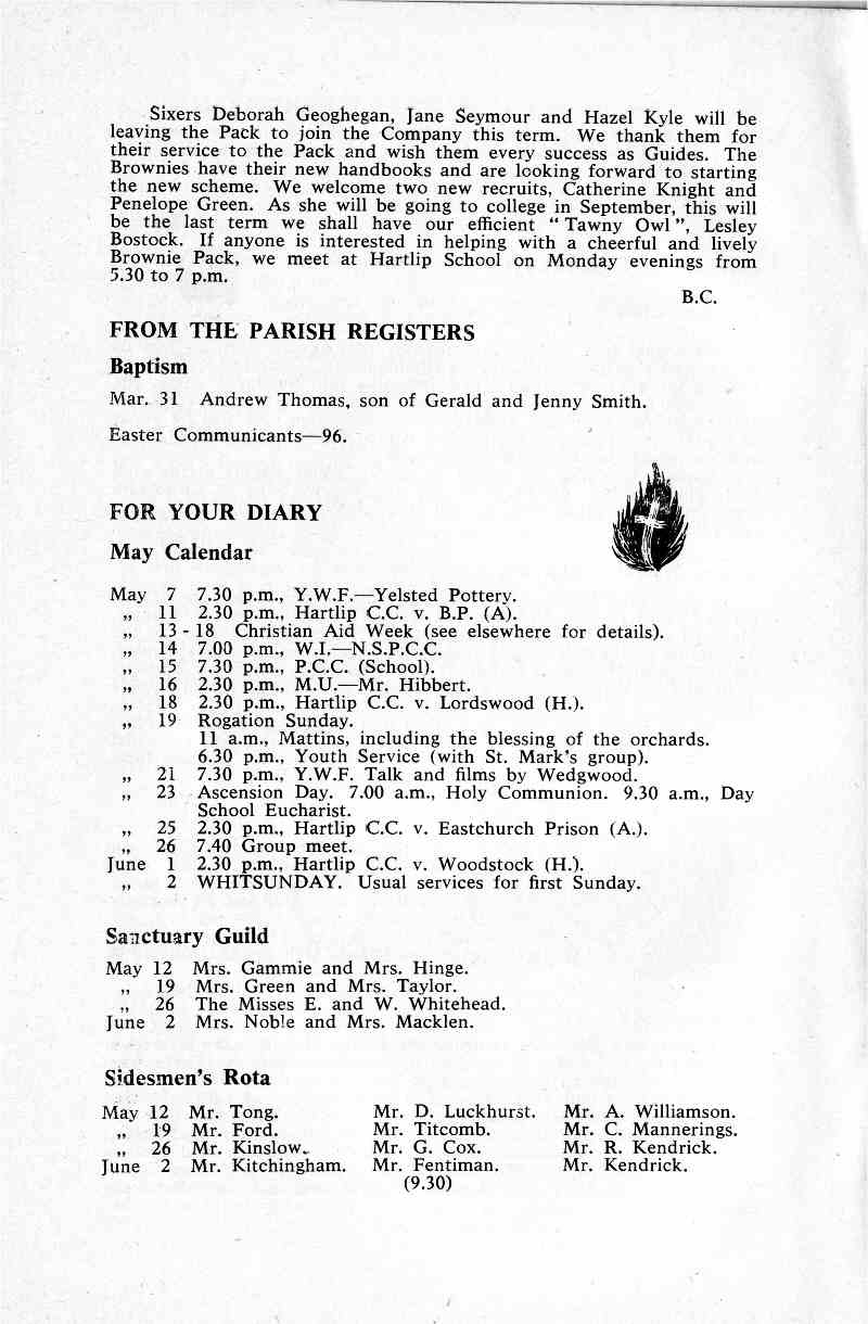 Parish Magazine page number 8 for May 1968