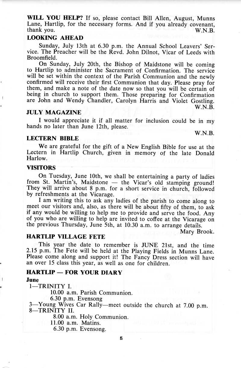Parish Magazine page number 5 for Jun 1975