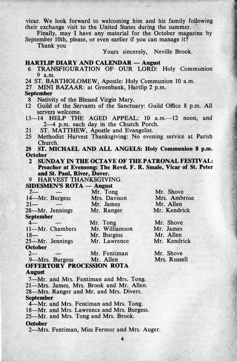 Parish Magazine page number 4 for Aug 1977