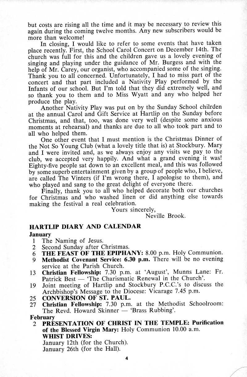 Parish Magazine page number 4 for Jan 1977