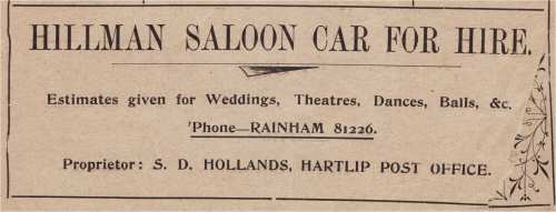 advert for hollands taxi