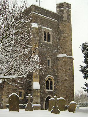 Church and churchyard in snow
